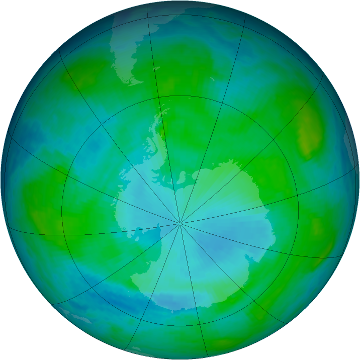 Antarctic ozone map for 13 January 1986